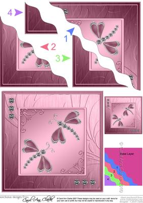 Diamante Dragonflies Wavy Corner Side Stacker Topper