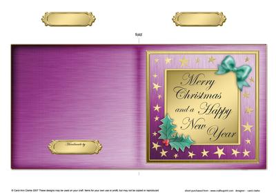 Merry Christmas and a Happy New Year - Elegant Christmas Greeting Quick Cut and Fold Card