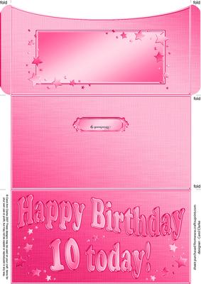 10th Birthday Metallic Age Money or Gift Wallet and Card