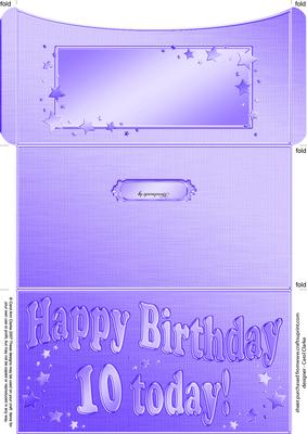 10th Birthday Metallic Age Money or Gift Wallet and Card