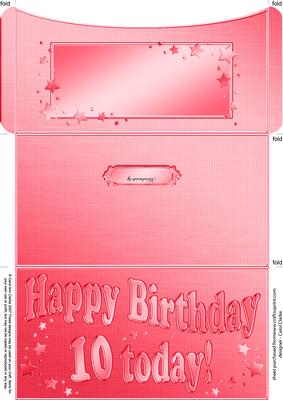 10th Birthday Metallic Age Money or Gift Wallet and Card