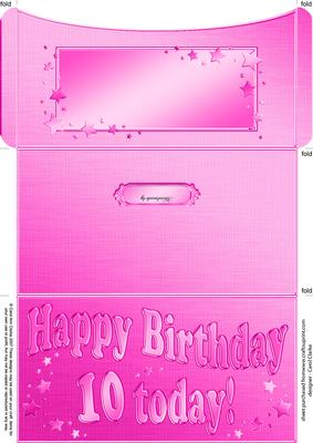 10th Birthday Metallic Age Money or Gift Wallet and Card