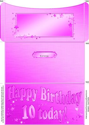 10th Birthday Metallic Age Money or Gift Wallet and Card