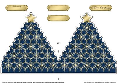 Xmas Snowflake Tree Shaped Card