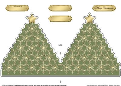 Xmas Snowflake Tree Shaped Card