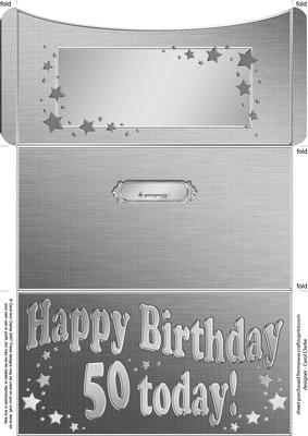 50th Birthday Metallic Age Money or Gift Wallet and Card
