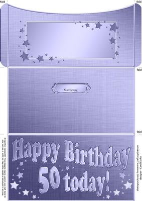 50th Birthday Metallic Age Money or Gift Wallet and Card