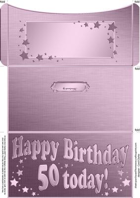 50th Birthday Metallic Age Money or Gift Wallet and Card