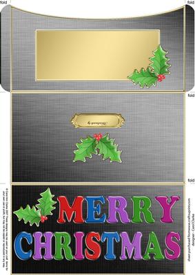 Elegant Christmas Holly Money or Gift Wallet and Card
