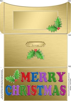 Elegant Christmas Holly Money or Gift Wallet and Card