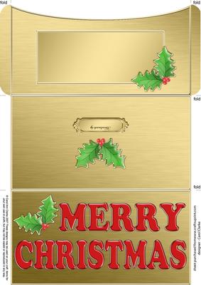 Elegant Christmas Holly Money or Gift Wallet and Card