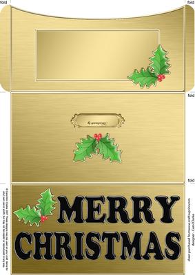 Elegant Christmas Holly Money or Gift Wallet and Card