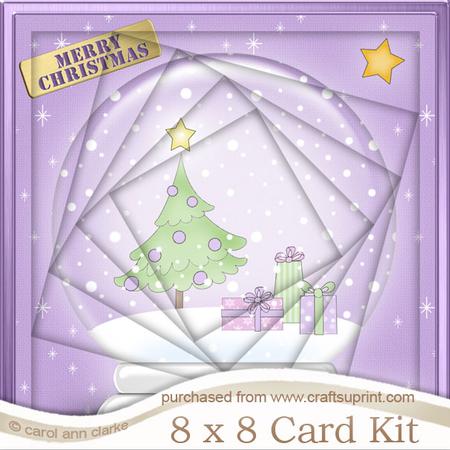 8 x 8 Funky Xmas Trees Snowglobe Twisted Tunnel Card Kit