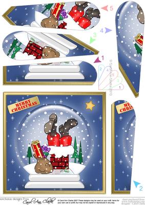 Santa Got Stuck Snowglobe Fan Pyramage Topper
