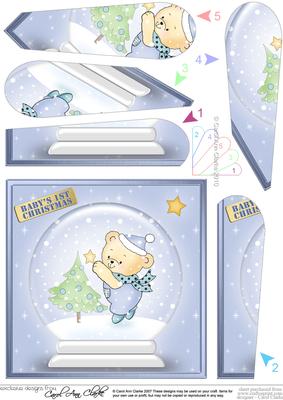 Baby's First Christmas Snowglobe Fan Pyramage Topper