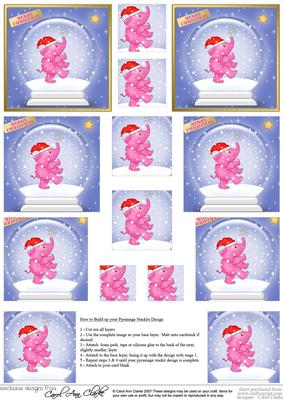 Cute Baby Elephant Snowglobe Pyramage Sheet
