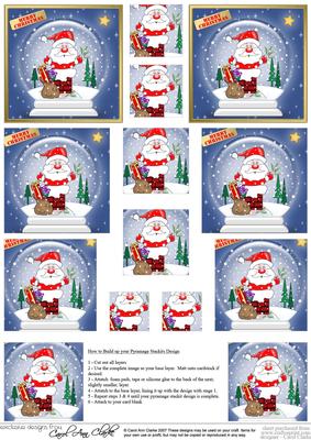 Santa Got Stuck Snowglobe Pyramage Sheet