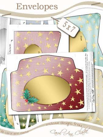 Elegant Christmas Greeting Matching 5 x 7 Envelope Kit