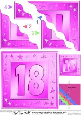 18th Bright Metallic Age Wavy Corner Side Stacker Topper