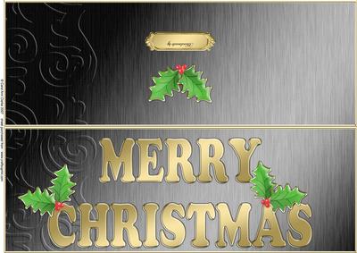 Large Dl Xmas Holly Quick Cut and Fold Card