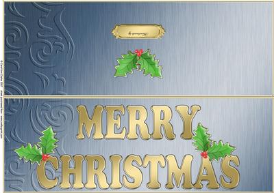 Large Dl Xmas Holly Quick Cut and Fold Card