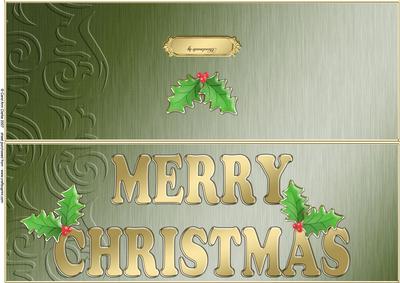 Large Dl Xmas Holly Quick Cut and Fold Card