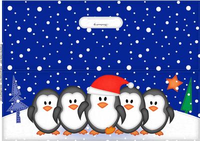 Large Dl Penguins on Parade Felties Quick Cut and Fold Card