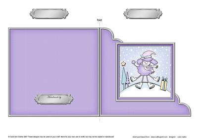 Cute Christmas Bon Bon the Poodle Quick Cut and Fold Corner Card 