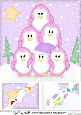 8 x 8 Penguin Tree Felties Scalloped Corner Topper