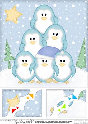 8 x 8 Penguin Tree Felties Scalloped Corner Topper