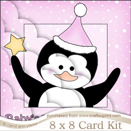 8 x 8 Penguin Baby's 1st Xmas Scalloped Corner Kit