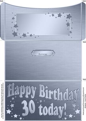 30th Birthday Metallic Age Money or Gift Wallet and Card