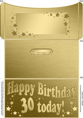 30th Birthday Metallic Age Money or Gift Wallet and Card