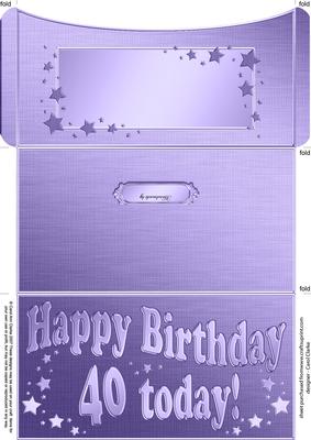 40th Birthday Metallic Age Money or Gift Wallet and Card