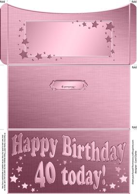 40th Birthday Metallic Age Money or Gift Wallet and Card