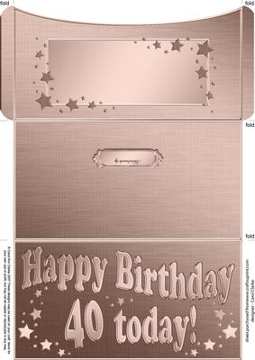 40th Birthday Metallic Age Money or Gift Wallet and Card