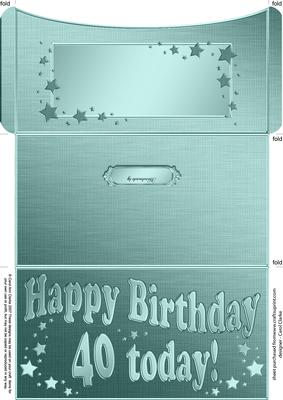 40th Birthday Metallic Age Money or Gift Wallet and Card