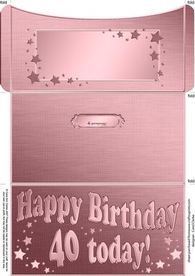 40th Birthday Metallic Age Money or Gift Wallet and Card