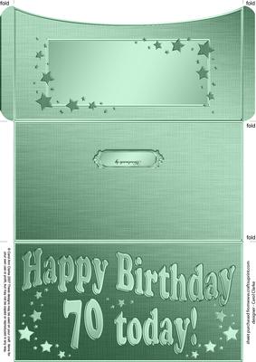 70th Birthday Metallic Age Money or Gift Wallet and Card