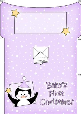 Xmas Penguin Baby's 1st Christmas Money or Gift Wallet Card