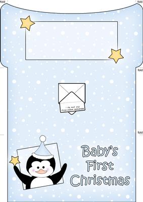 Xmas Penguin Baby's 1st Christmas Money or Gift Wallet Card