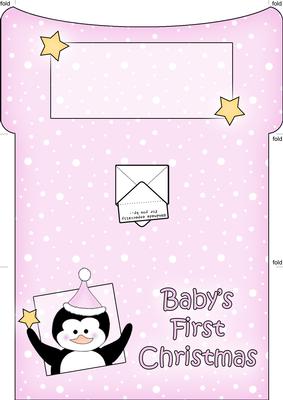 Xmas Penguin Baby's 1st Christmas Money or Gift Wallet Card
