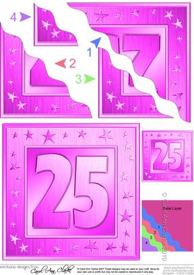 25th Bright Metallic Age Wavy Corner Side Stacker Topper