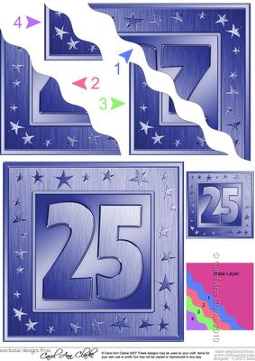 25th Bright Metallic Age Wavy Corner Side Stacker Topper