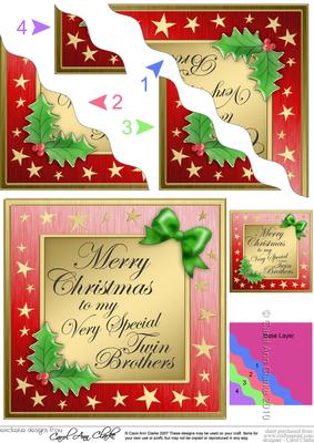 My Twin Brothers Christmas Wavy Corner Side Stacker Topper