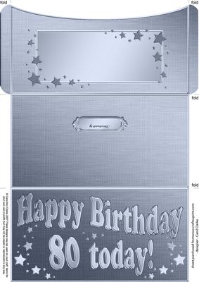 80th Birthday Metallic Age Money or Gift Wallet and Card