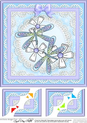 8 x 8 Dreamy Dragonflies Scalloped Corner Topper