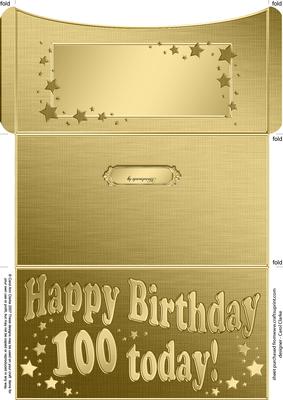 100th Birthday Metallic Age Money or Gift Wallet and Card
