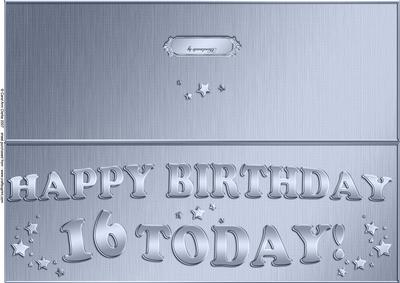 Large Dl 16th Birthday Quick Cut and Fold Card