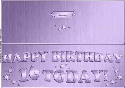 Large Dl 16th Birthday Quick Cut and Fold Card